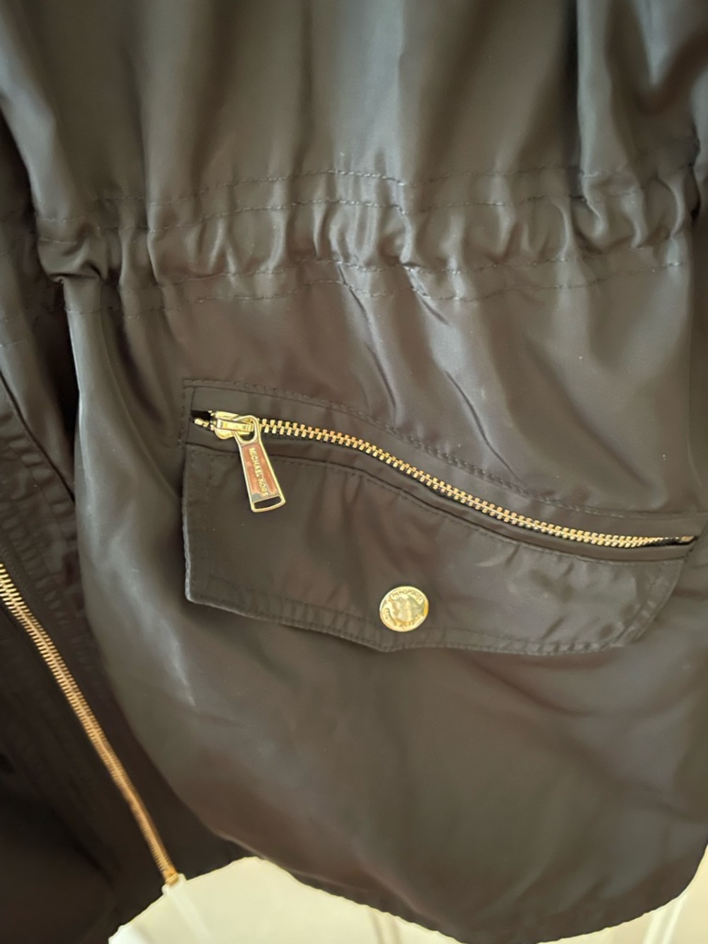 Michael Kors Black Hooded Anorak Rain Jacket Size Large - Picture 9 of 12